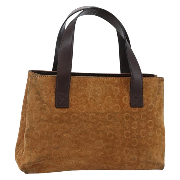 CELINE C Macadam Canvas Hand Bag Brown Gold Auth 144381