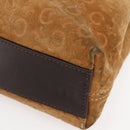 CELINE C Macadam Canvas Hand Bag Brown Gold Auth 144381-14