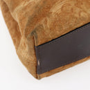 CELINE C Macadam Canvas Hand Bag Brown Gold Auth 144381-15