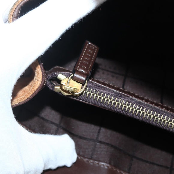 CELINE C Macadam Canvas Hand Bag Brown Gold Auth 144381