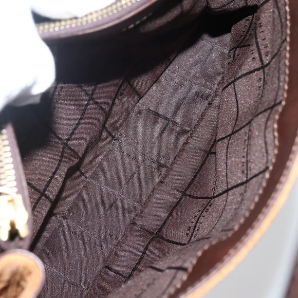 CELINE C Macadam Canvas Hand Bag Brown Gold Auth 144381