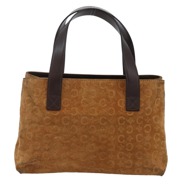 CELINE C Macadam Canvas Hand Bag Brown Gold Auth 144381