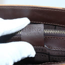 CELINE C Macadam Canvas Hand Bag Brown Gold Auth 144381-12