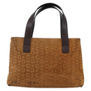 CELINE C Macadam Canvas Hand Bag Brown Gold Auth 144381-2