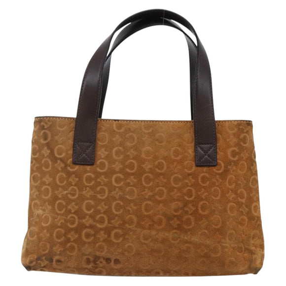CELINE C Macadam Canvas Hand Bag Brown Gold Auth 144381