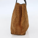 CELINE C Macadam Canvas Hand Bag Brown Gold Auth 144381-3