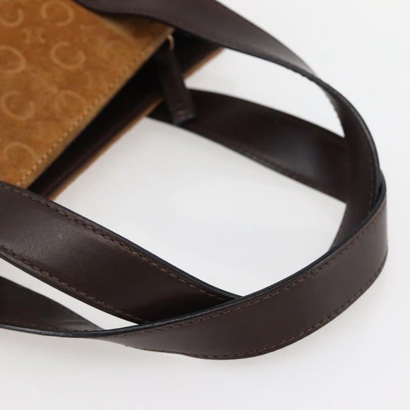 CELINE C Macadam Canvas Hand Bag Brown Gold Auth 144381
