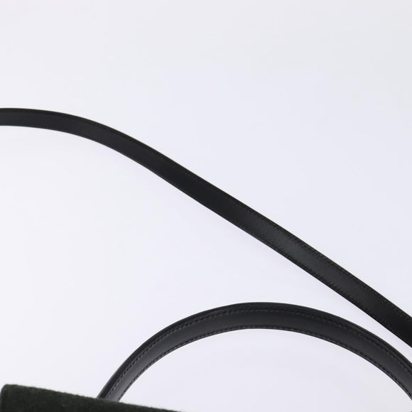 GUCCI Hand Bag Felt 2way Khaki Silver Auth 144382