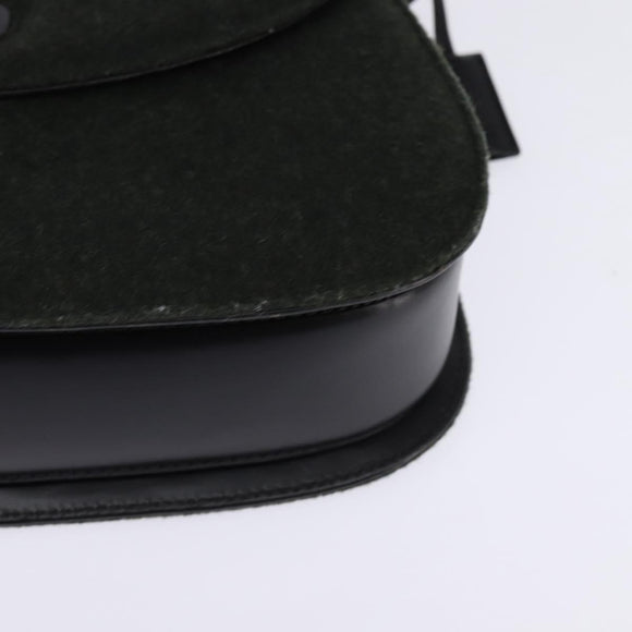 GUCCI Hand Bag Felt 2way Khaki Silver Auth 144382