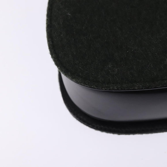 GUCCI Hand Bag Felt 2way Khaki Silver Auth 144382