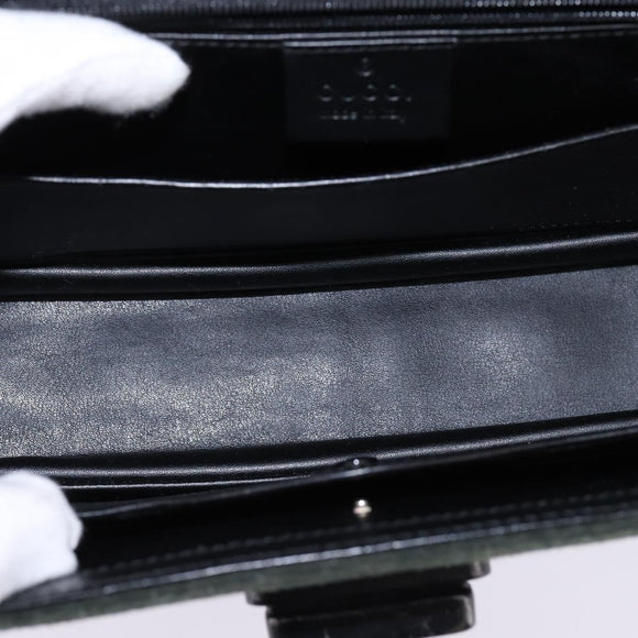 GUCCI Hand Bag Felt 2way Khaki Silver Auth 144382