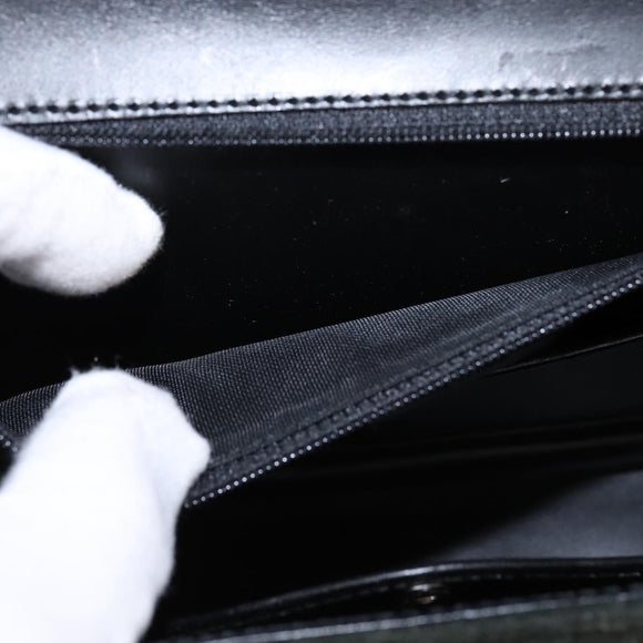 GUCCI Hand Bag Felt 2way Khaki Silver Auth 144382