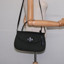 GUCCI Hand Bag Felt 2way Khaki Silver Auth 144382-23