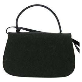 GUCCI Hand Bag Felt 2way Khaki Silver Auth 144382 - 0