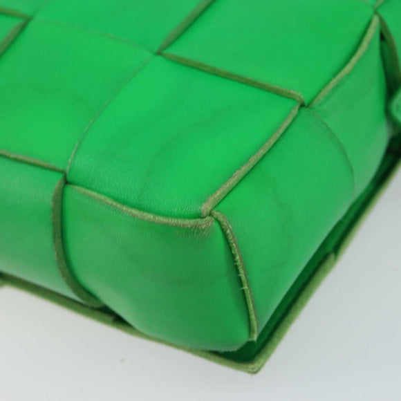 BOTTEGA VENETA Cassette Shoulder Bag Leather Green Auth 144383