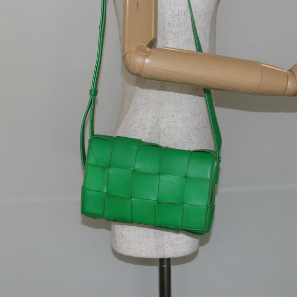 BOTTEGA VENETA Cassette Shoulder Bag Leather Green Auth 144383