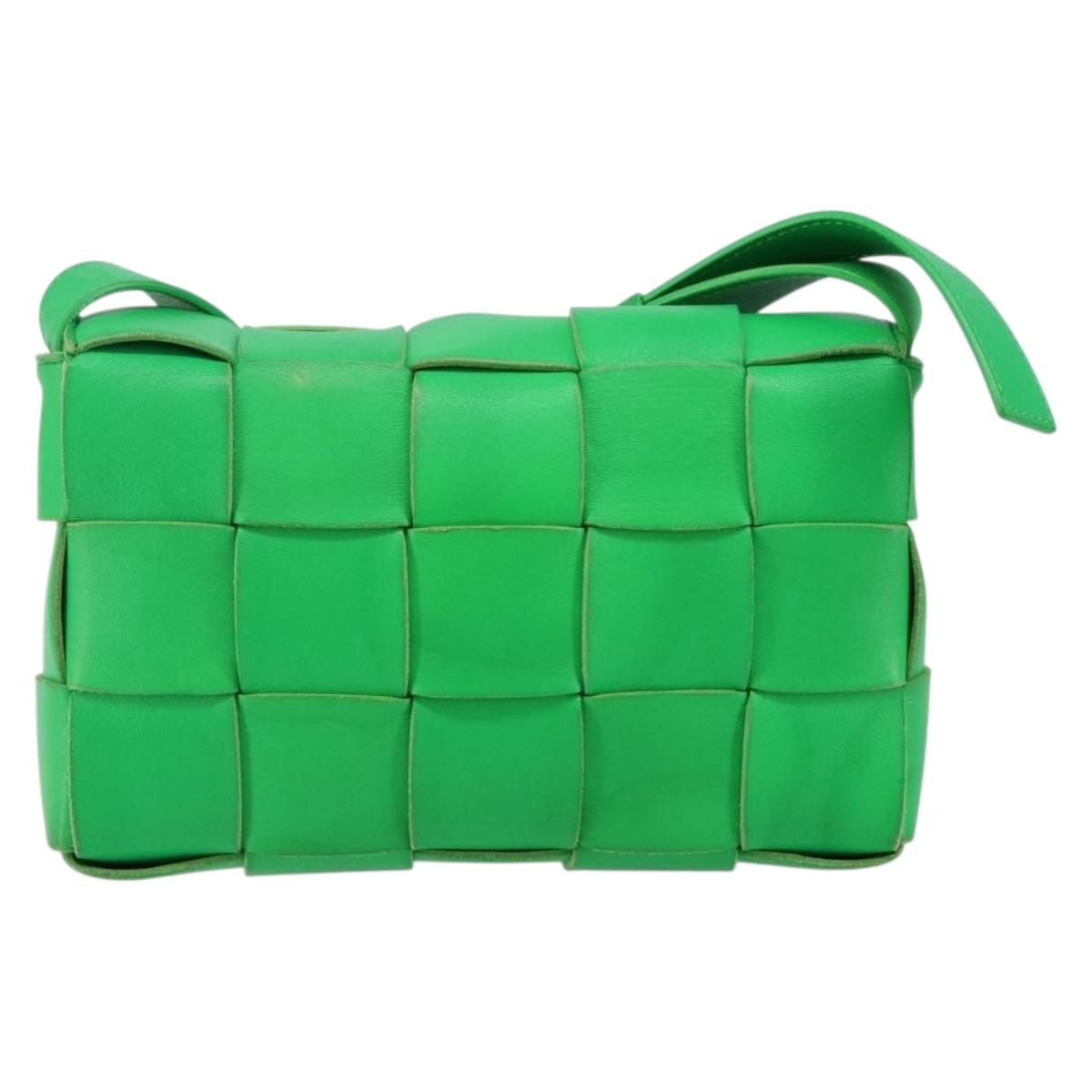 BOTTEGA VENETA Cassette Shoulder Bag Leather Green Auth 144383