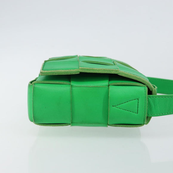 BOTTEGA VENETA Cassette Shoulder Bag Leather Green Auth 144383