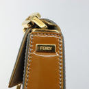 FENDI Mamma Baguette Schultertasche mit Kette Lackleder Grau Gold Auth 144385A-19