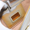 FENDI Mamma Baguette Schultertasche mit Kette Lackleder Grau Gold Auth 144385A-21