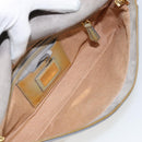 FENDI Mamma Baguette Schultertasche mit Kette Lackleder Grau Gold Auth 144385A-11