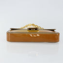 FENDI Mamma Baguette Schultertasche mit Kette Lackleder Grau Gold Auth 144385A-5