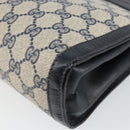 GUCCI GG Supreme Sherry Line Clutch Bag PVC Navy Red Auth 144387-10