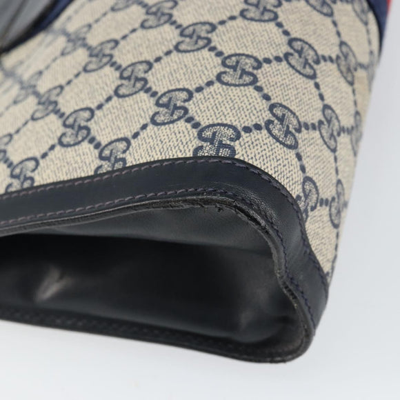 GUCCI GG Supreme Sherry Line Clutch Bag PVC Navy Red Auth 144387