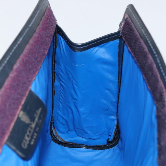 GUCCI GG Supreme Sherry Line Clutch Bag PVC Navy Red Auth 144387