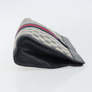 GUCCI GG Supreme Sherry Line Clutch Bag PVC Navy Red Auth 144387-4