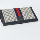 GUCCI GG Supreme Sherry Line Clutch Bag PVC Navy Red Auth 144387-6