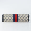 GUCCI GG Supreme Sherry Line Clutch Bag PVC Navy Red Auth 144387-7