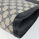 GUCCI GG Supreme Sherry Line Clutch Bag PVC Navy Red Auth 144387-8