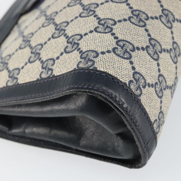 GUCCI GG Supreme Sherry Line Clutch Bag PVC Navy Red Auth 144387
