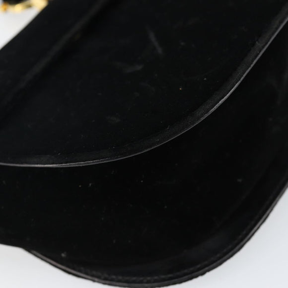 Salvatore Ferragamo Gancini Shoulder Bag Velor Black Gold Auth 144388