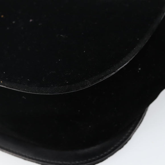 Salvatore Ferragamo Gancini Shoulder Bag Velor Black Gold Auth 144388