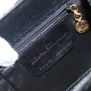 Salvatore Ferragamo Gancini Shoulder Bag Velor Black Gold Auth 144388-12
