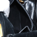 Salvatore Ferragamo Gancini Shoulder Bag Velor Black Gold Auth 144388-19