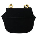 Salvatore Ferragamo Gancini Shoulder Bag Velor Black Gold Auth 144388-13