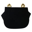 Salvatore Ferragamo Gancini Shoulder Bag Velor Black Gold Auth 144388-2