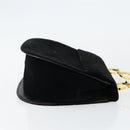 Salvatore Ferragamo Gancini Shoulder Bag Velor Black Gold Auth 144388-3