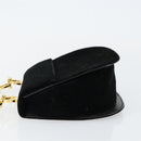 Salvatore Ferragamo Gancini Shoulder Bag Velor Black Gold Auth 144388-4