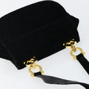 Salvatore Ferragamo Gancini Shoulder Bag Velor Black Gold Auth 144388-6