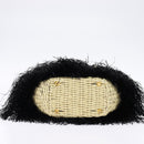 PRADA Basket bag Hand Bag Raffia 2way Black Gold Auth 144390-5