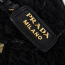 PRADA Basket bag Hand Bag Raffia 2way Black Gold Auth 144390-19