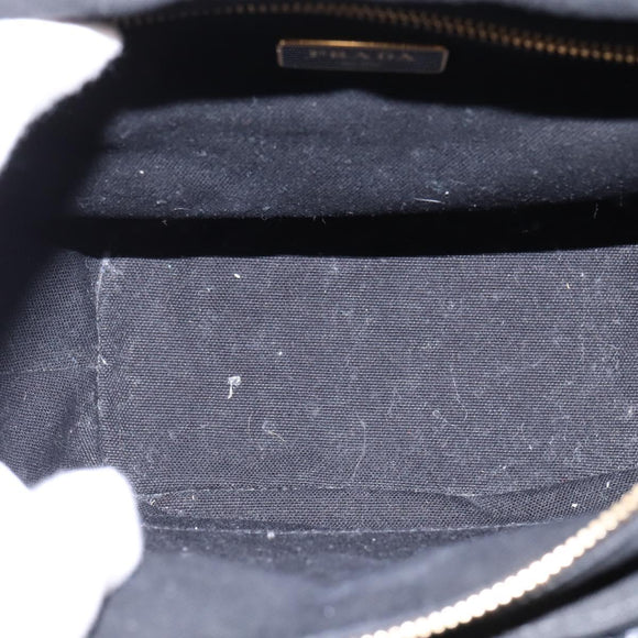 PRADA Basket bag Hand Bag Raffia 2way Black Gold Auth 144390