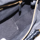 PRADA Basket bag Hand Bag Raffia 2way Black Gold Auth 144390-21