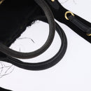 PRADA Basket bag Hand Bag Raffia 2way Black Gold Auth 144390-7