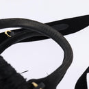 PRADA Basket bag Hand Bag Raffia 2way Black Gold Auth 144390-8