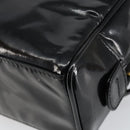 CHANEL COCO Mark Vanity Cosmetic Pouch Patent leather Black Gold CC Auth 144394-15